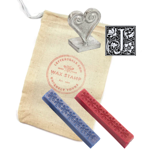 Ornate Initial Wax Stamp + Wax Set- Made in USA- LetterSeals.com