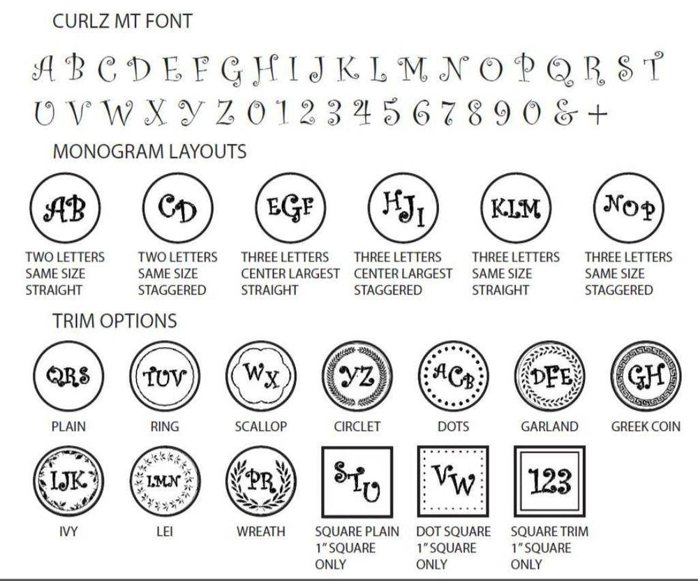 Curlz MT Monogram Wax Seal Stamp- Made in USA- LetterSeals.com