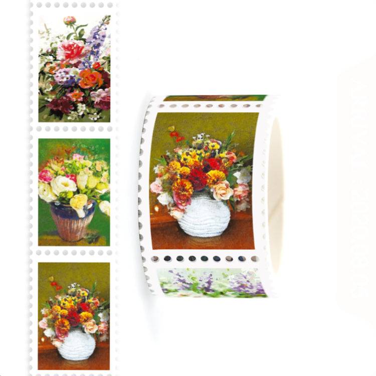 Floral Painting Stamp Style Washi Tape-LetterSeals.com