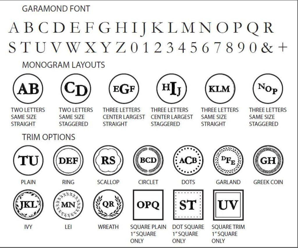 Garamond Monogram Wax Seal Stamp- Made in USA- LetterSeals.com