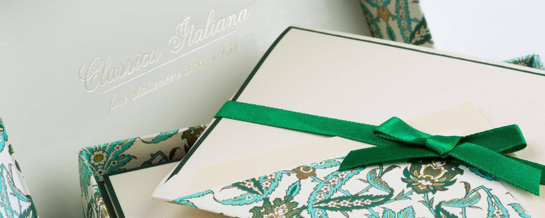 Green Arabesque Note Cards | Rossi 1931 Italian Stationery-LetterSeals.com