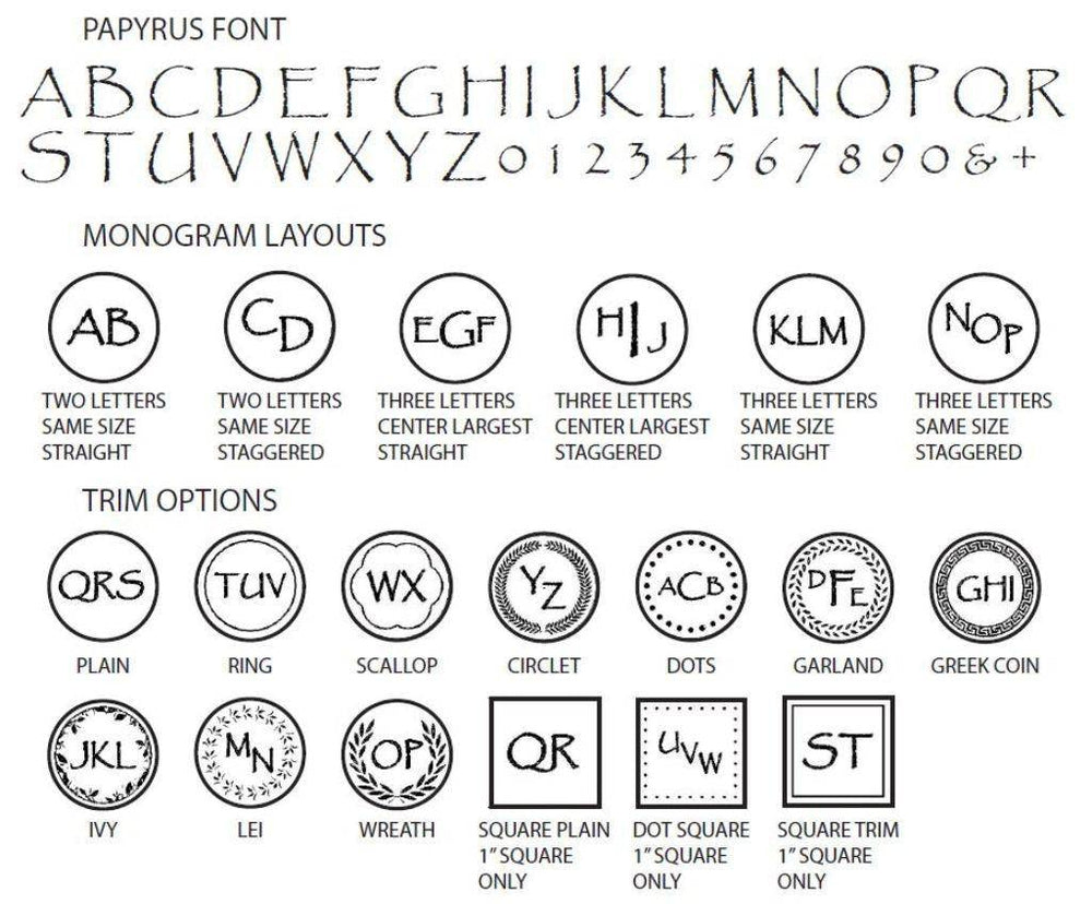Papyrus Monogram Wax Seal Stamp- Made in USA- LetterSeals.com