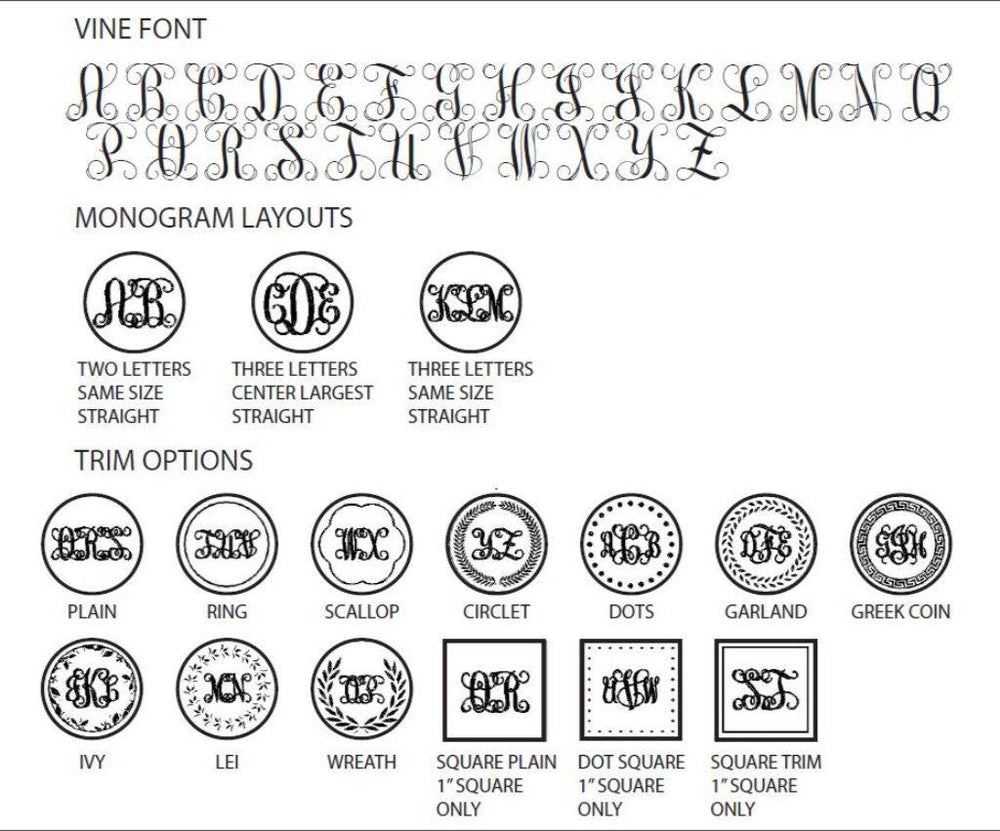 Vine Monogram Wax Seal Stamp- Made in USA- LetterSeals.com
