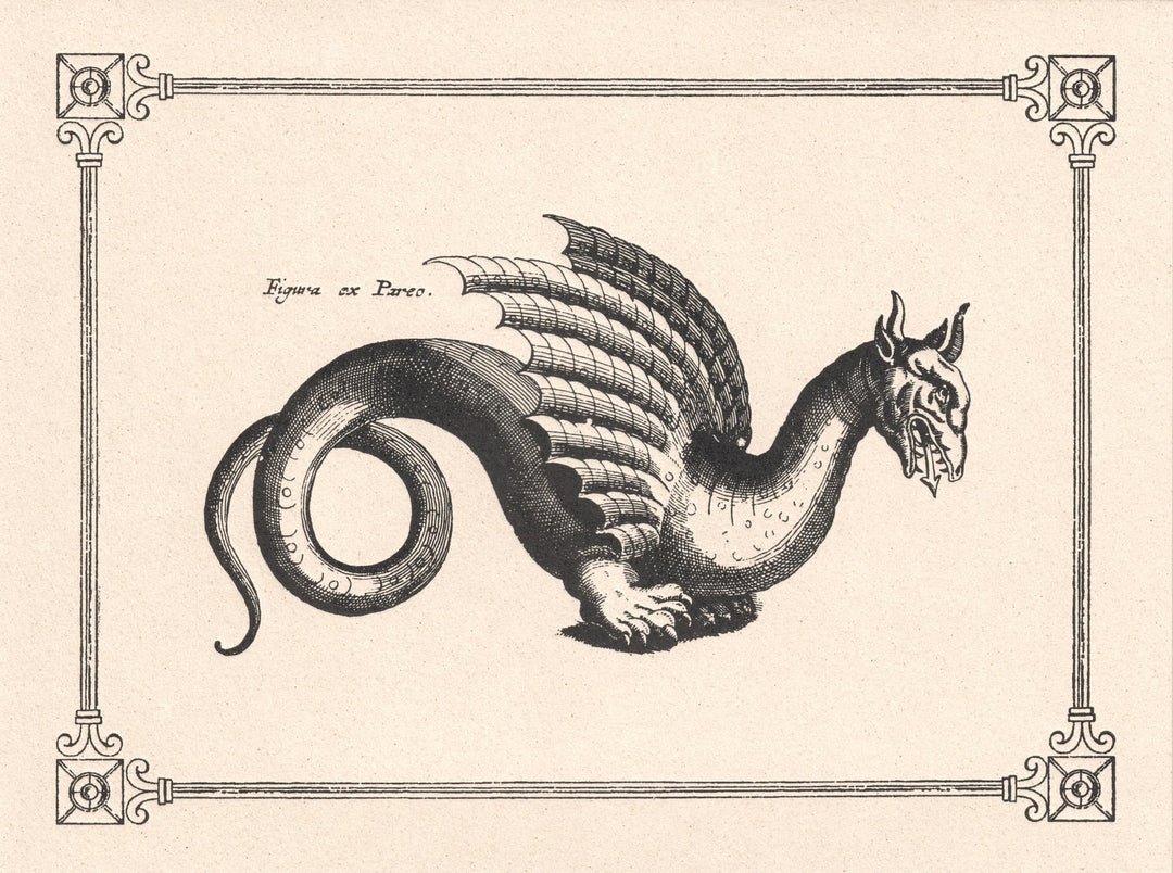 Dragon Italian Vintage letterpress Notecard LetterSeals.com