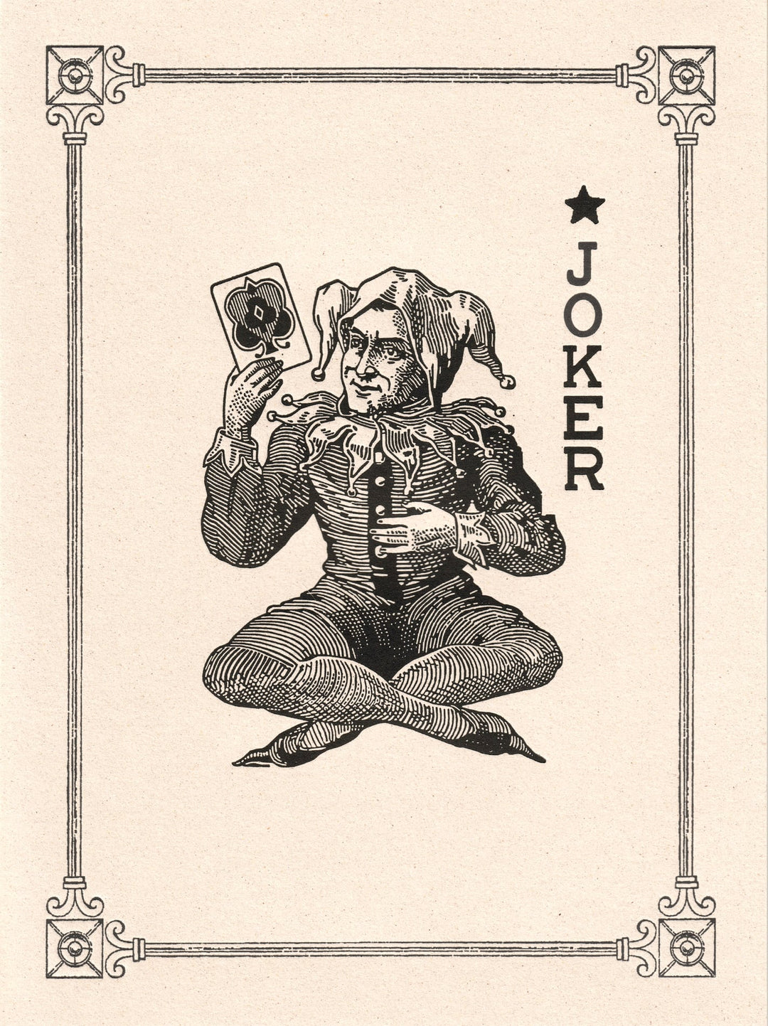 Joker  Italian Vintage letterpress Notecard LetterSeals.com