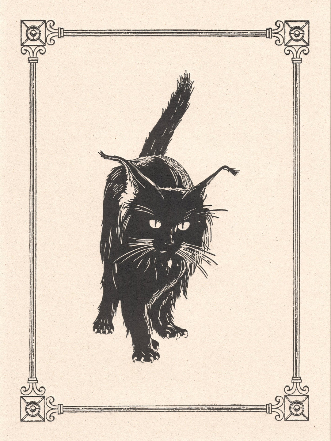 Black Cat  Italian Vintage letterpress Notecard LetterSeals.com