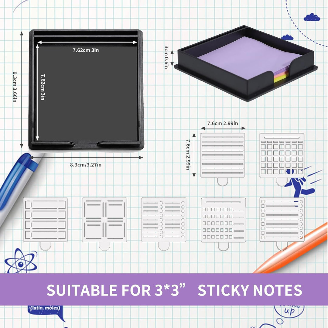 3"x3" Sticky Note Holder with 7 Stencils-LetterSeals.com