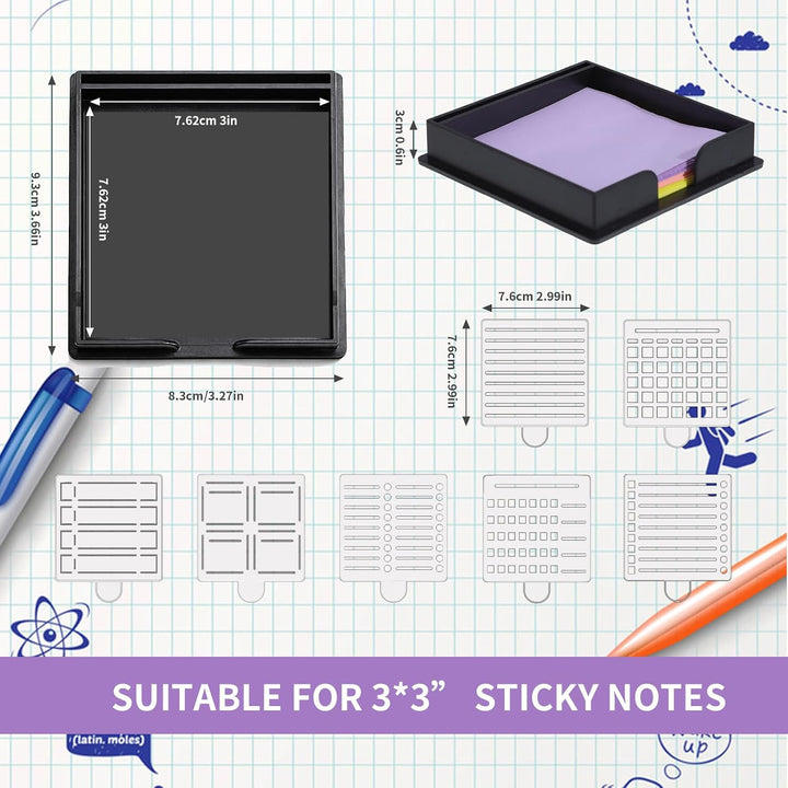 3"x3" Sticky Note Holder with 7 Stencils-LetterSeals.com