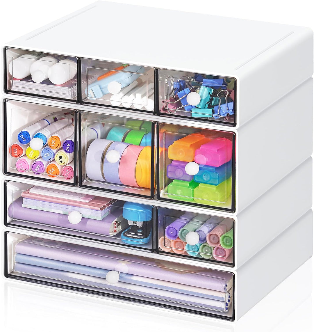 Desk Storage Organizer with 9 Drawers, 4 Tiers