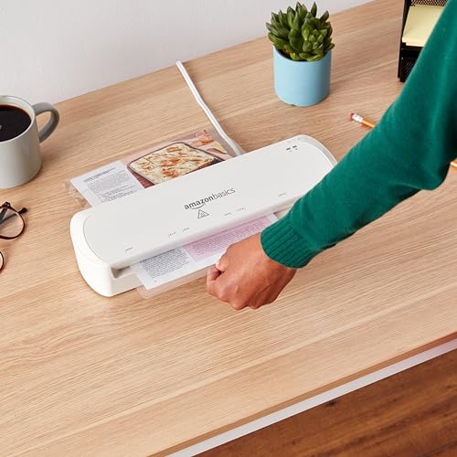 Amazon Basics 9 inch Thermal Laminator Machine for Documents and Photos, Easy to Use for Home Office or School, White-LetterSeals.com