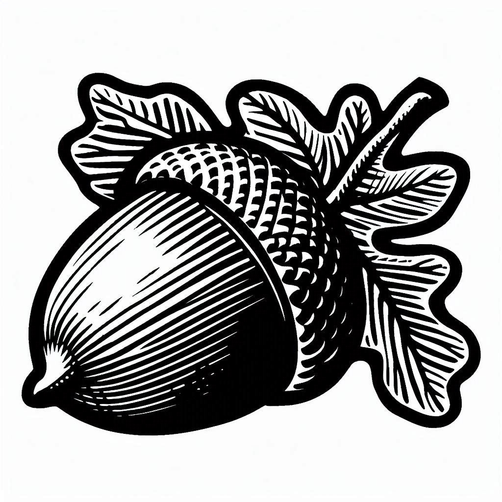 Acorn 1 Wax Seal Stamp, Woodcut Design- Made in USA- LetterSeals.com