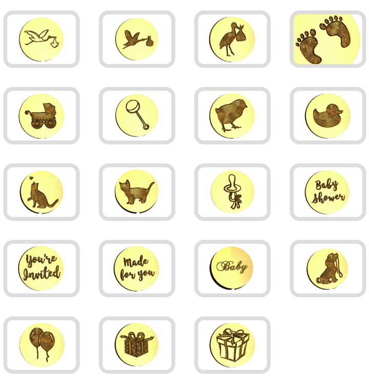 Baby Themed Design Wax Seal Stamps - 18 Designs- Made in USA- LetterSeals.com