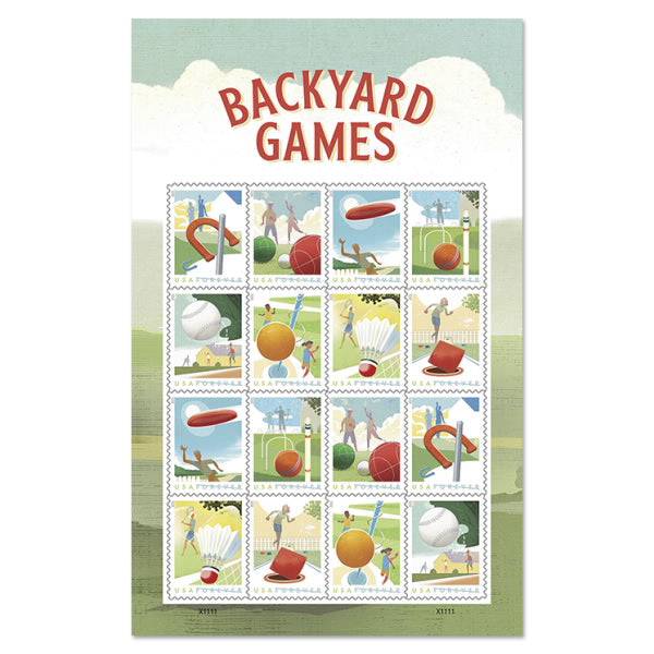 Backyard Games Forever 1st Class Postage Stamps-LetterSeals.com