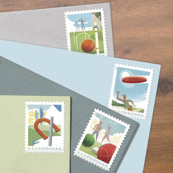 Backyard Games Forever 1st Class Postage Stamps-LetterSeals.com