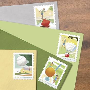 Backyard Games Forever 1st Class Postage Stamps-LetterSeals.com