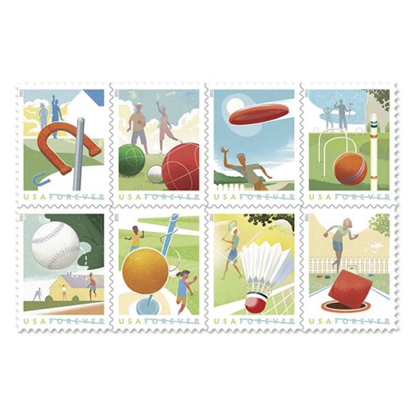 Backyard Games Forever 1st Class Postage Stamps-LetterSeals.com