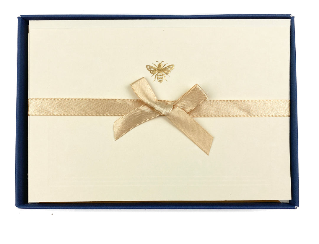 Bee Foil Stamped Flat Note Card | Rossi 1931 Italian Stationery-LetterSeals.com