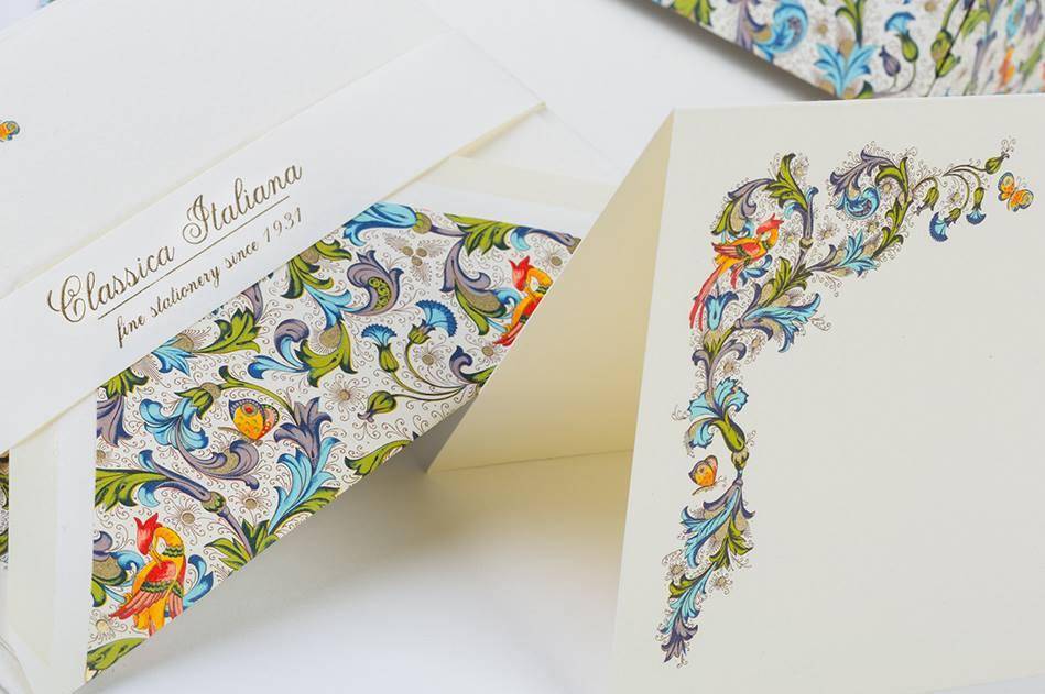 Bird Florentine Note Cards | Rossi 1931 Italian Stationery-LetterSeals.com
