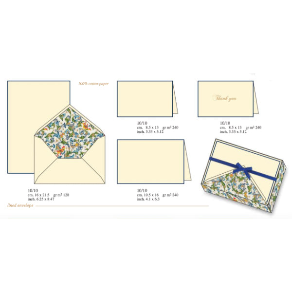 Bird Florentine Note Cards | Rossi 1931 Italian Stationery-LetterSeals.com