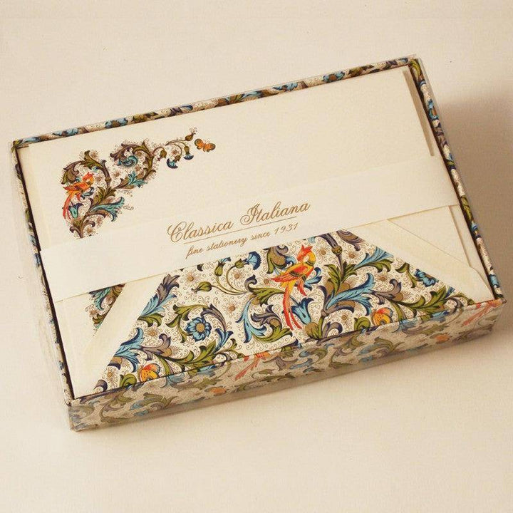 Bird Florentine Note Cards | Rossi 1931 Italian Stationery-LetterSeals.com