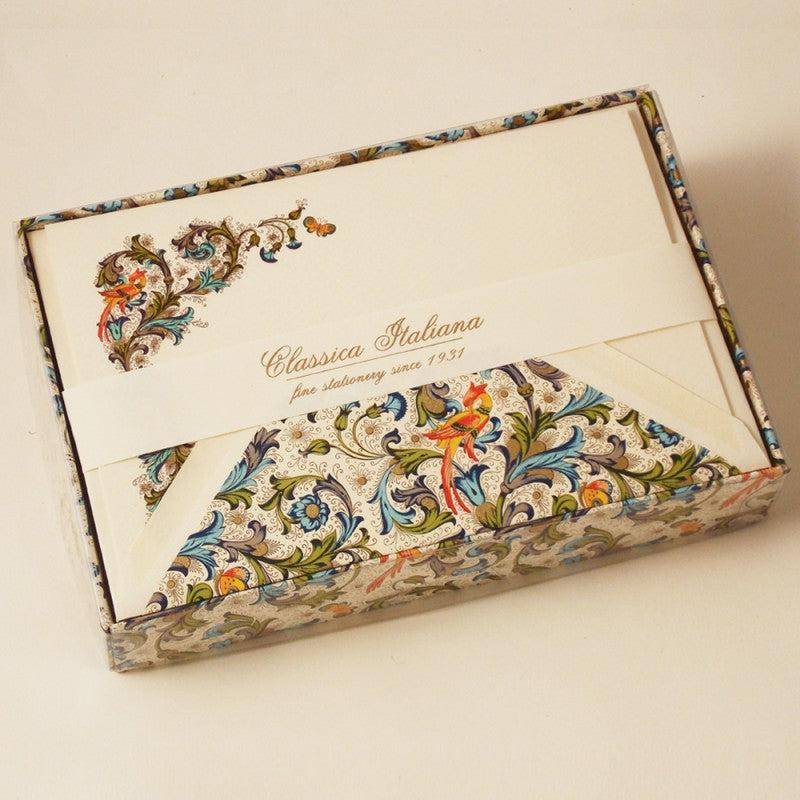 Bird Florentine Note Cards | Rossi 1931 Italian Stationery-LetterSeals.com