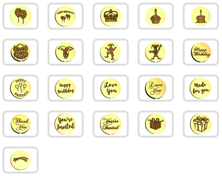 Birthday Themed Design Wax Seal Stamps- Made in USA- LetterSeals.com