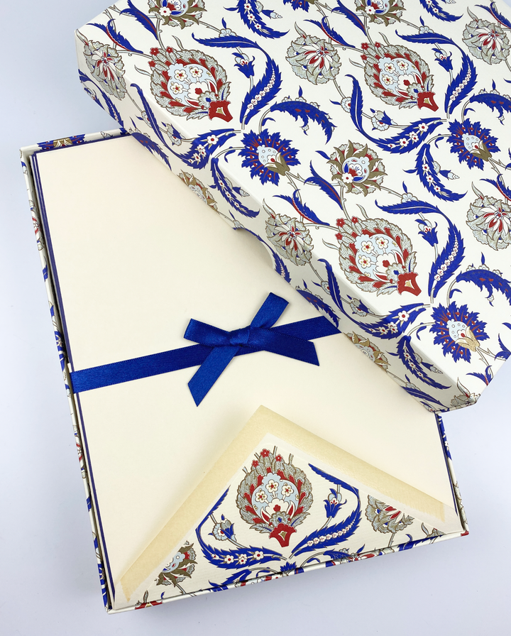 Blue Arabesque Writing Paper-LetterSeals.com
