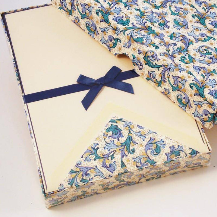 Blue Florentine Pattern | Rossi 1931 Italian Stationery-LetterSeals.com