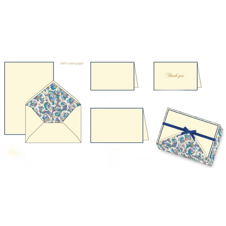 Blue Florentine Pattern | Rossi 1931 Italian Stationery-LetterSeals.com