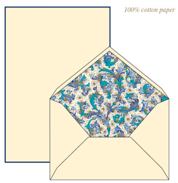 Blue Florentine Writing Paper-LetterSeals.com