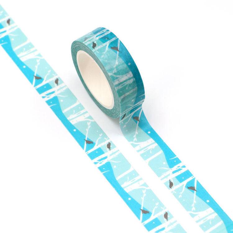 Blue Forest with Blackbirds Washi Tape-LetterSeals.com