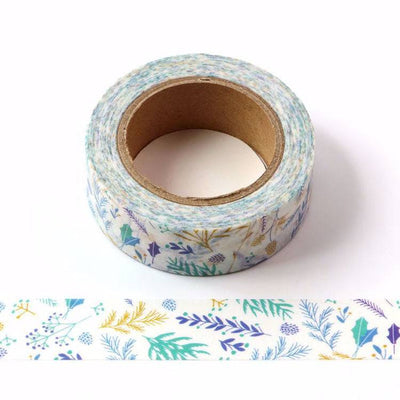 Blue Green Floral Washi Tape-LetterSeals.com