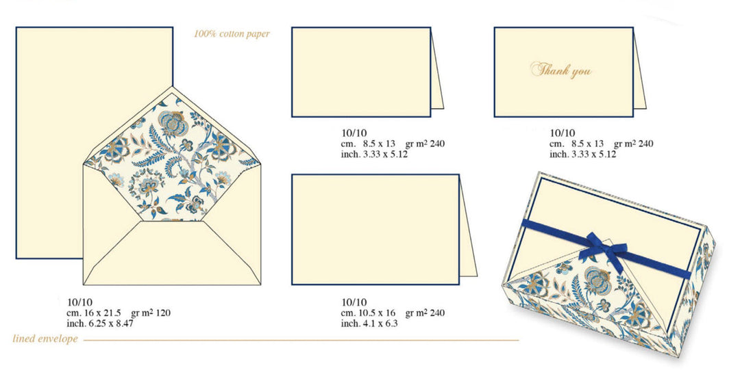 Blue Poppy Florentine Pattern | Rossi 1931 Italian Stationery-LetterSeals.com