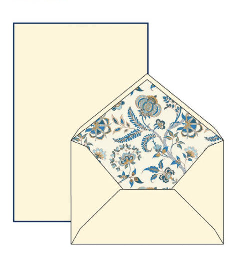 Blue Poppy Florentine Pattern | Rossi 1931 Italian Stationery-LetterSeals.com
