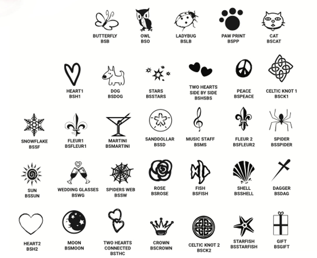 Button Sized 3/4" Designs Glass Handle Wax Seal Stamps- Made in USA- LetterSeals.com