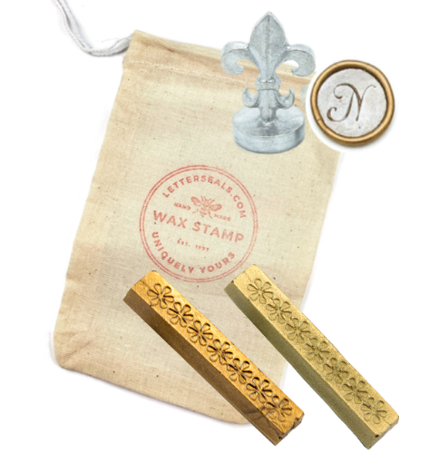 Calligraphy Initial Wax Stamp + Wax Set- Made in USA- LetterSeals.com