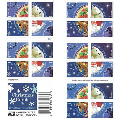 Christmas Carols Forever 1st Class Postage Stamps-LetterSeals.com