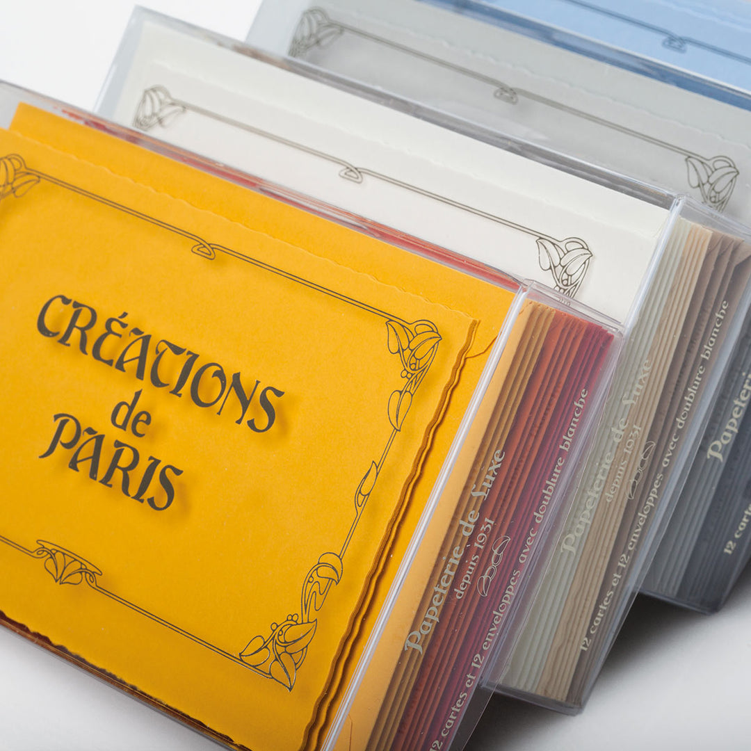 Création de Paris Deckled Note card Matching Color Sets |12 Card Boxed Set | 6 Color Set Choices | Rossi 1931 Italian Stationery-LetterSeals.com