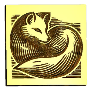 Curled Arctic Fox Wax Seal Stamp, Woodcut Design- Made in USA- LetterSeals.com