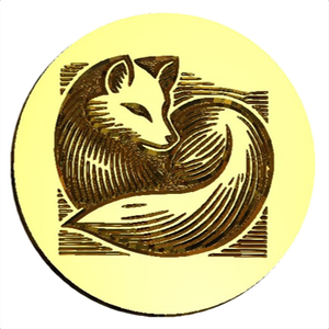 Curled Arctic Fox Wax Seal Stamp, Woodcut Design- Made in USA- LetterSeals.com