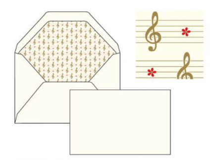 Treble clef foil embossed italian notecards letterseals.com