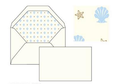 Seashell foil embossed italian notecards letterseals.com