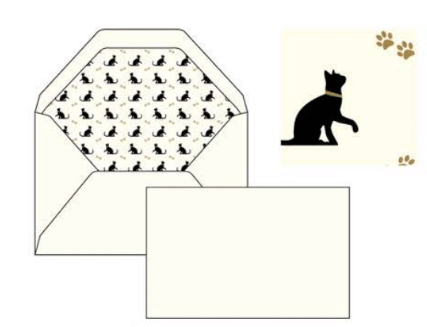 Cat Kitty foil embossed italian notecards letterseals.com