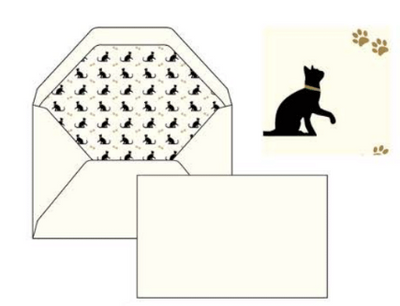 Cat Kitty foil embossed italian notecards letterseals.com