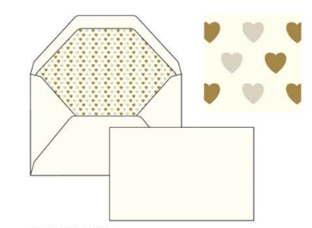 Hearts foil embossed italian notecards letterseals.com