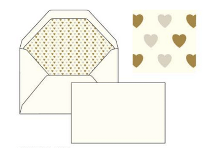 Hearts foil embossed italian notecards letterseals.com