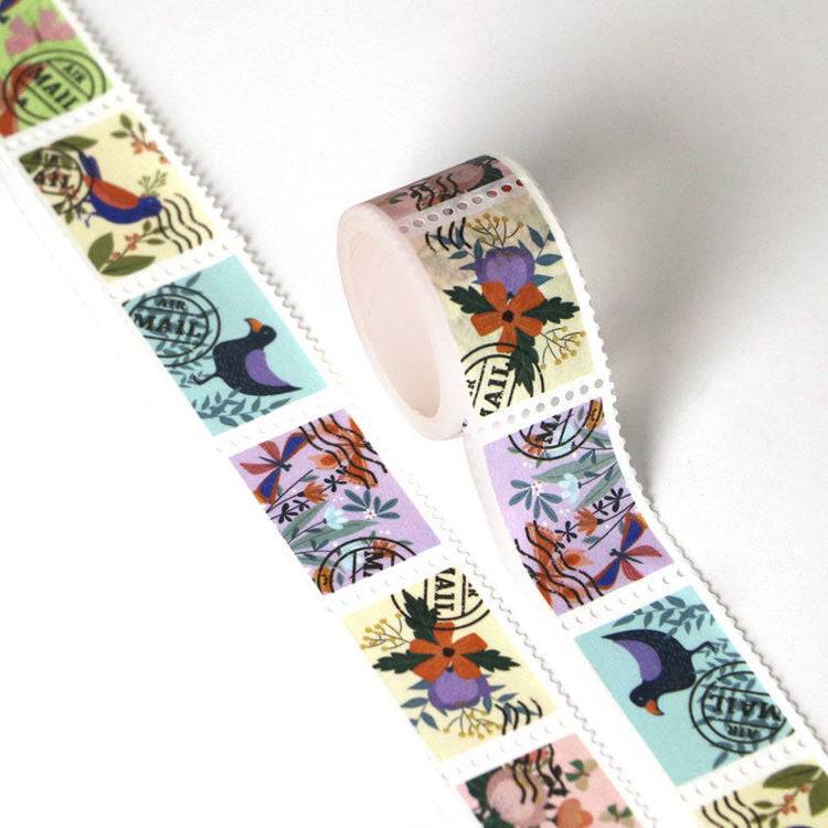 Vintage Botanical Floral Postage Themed Design Stamps Washi Tape