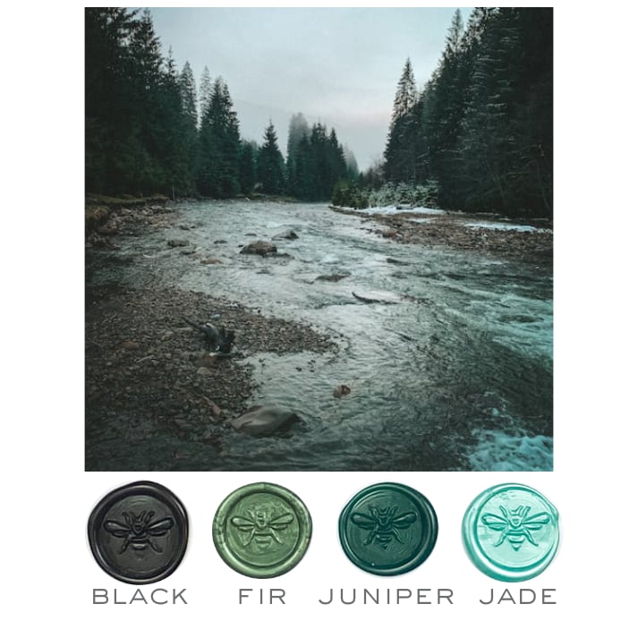 Forest Themed Stamp & Riparian Colorway Sealing Wax Set- Made in USA- LetterSeals.com