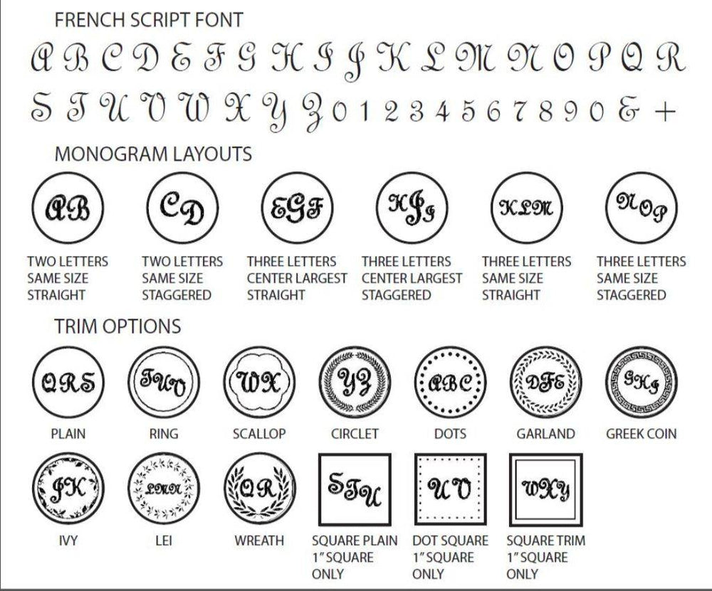 French Script Monogram Wax Seal Stamp- Made in USA- LetterSeals.com