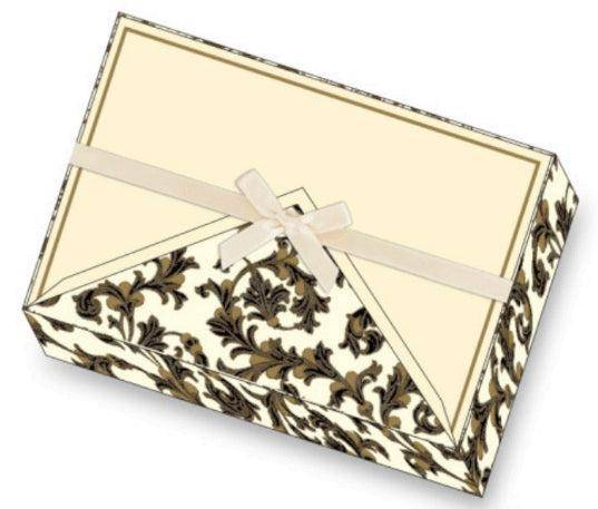 Gilded Black Classic Florentine Pattern | Rossi 1931 Italian Stationery-LetterSeals.com